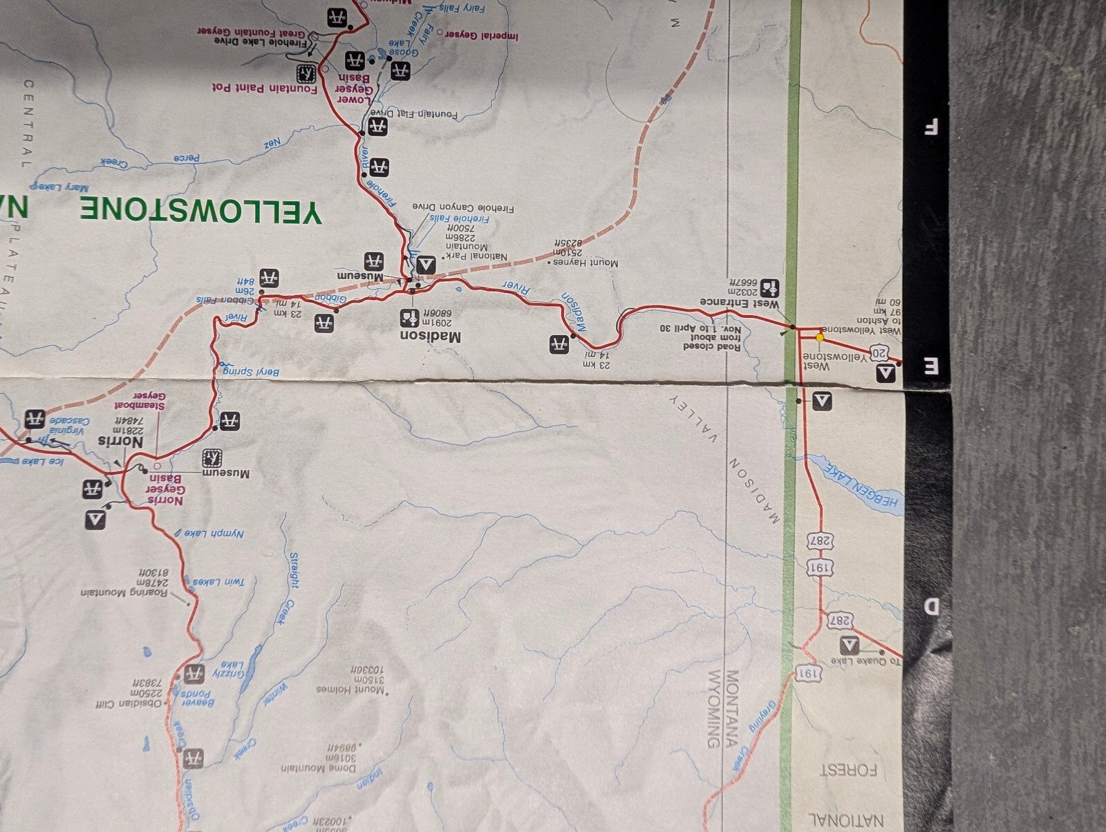 Vintage 1993 Official Yellowstone National Park map, guide