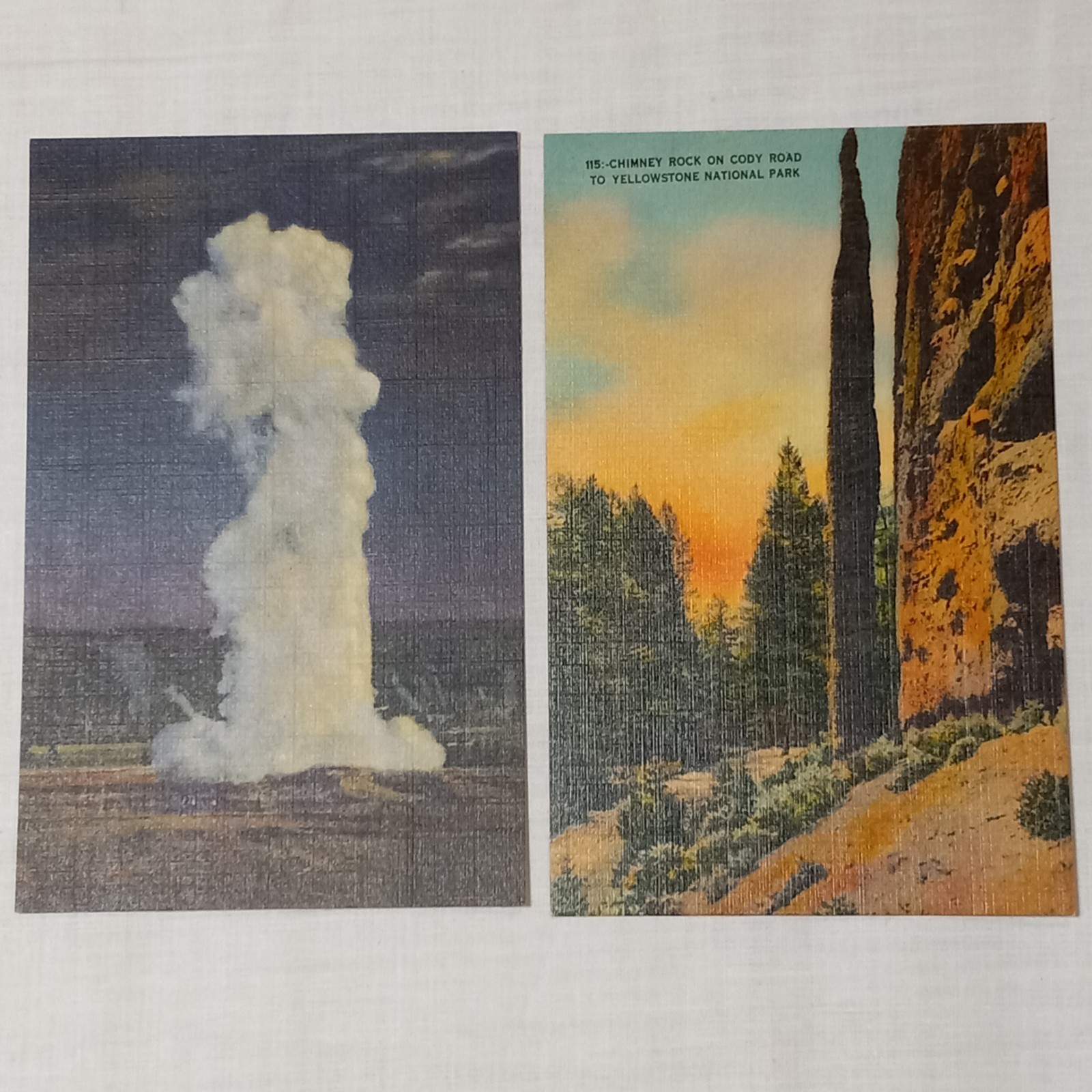 1950 Yellowstone National Park Ticket Permit + 9 Unposted Linen Postcards