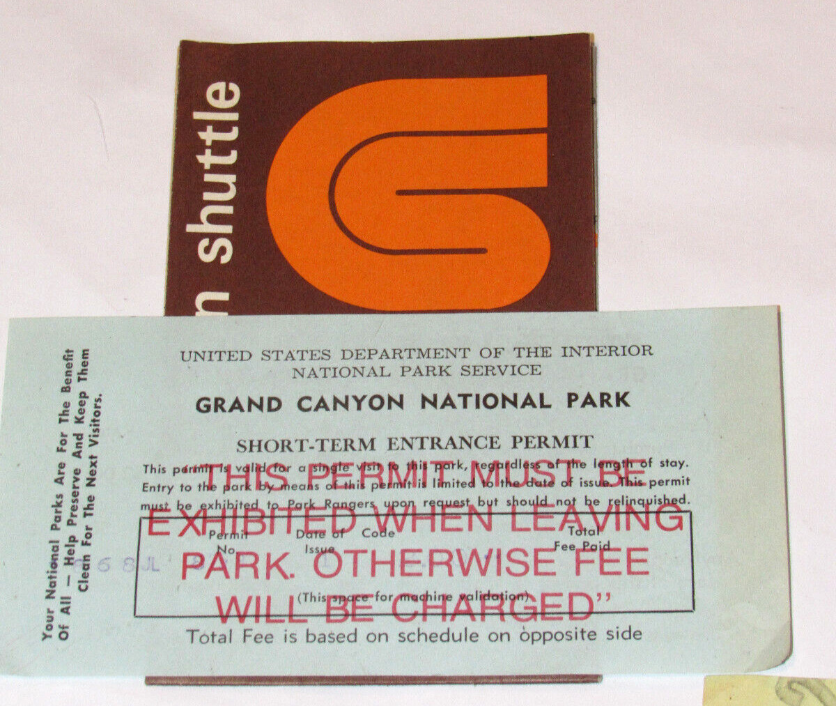 3 1975 NATIONAL PARK ENTRANCE PERMITS! GRAND CANYON/SEQUOIA/PETRIFIED FOREST+MAP