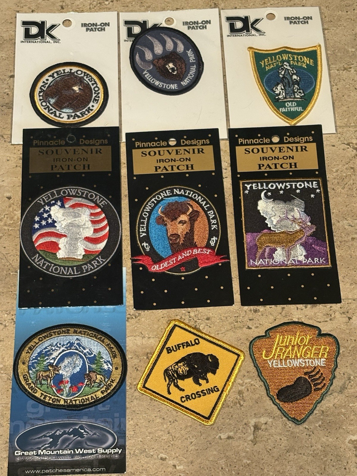 YELLOWSTONE NATIONAL PARKS IRON-ON PATCHES LOT OF 9