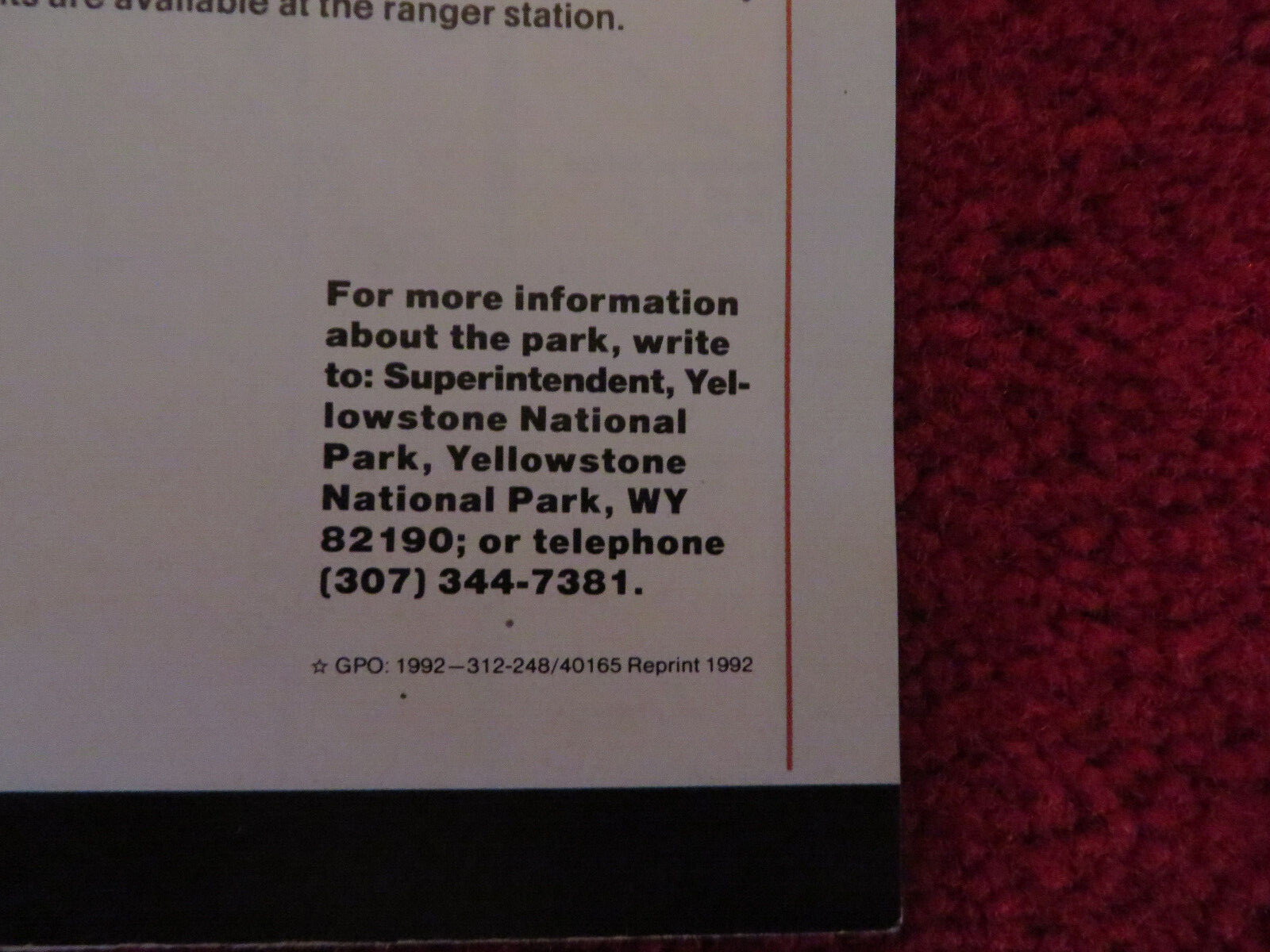 YELLOWSTONE NATIONAL PARK Maps 1992-1993 Lot of 2 – Official Guide & Canyon Map