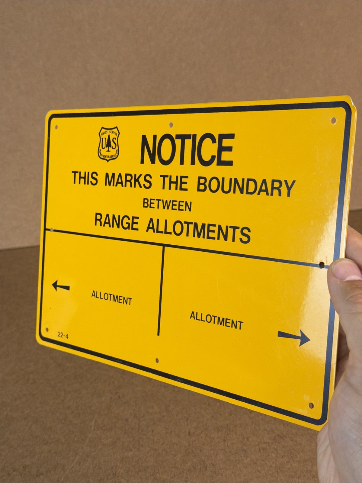 VTG Tin Metal US National Forest Service Sign Boundary Range Allotments 10×7 DST