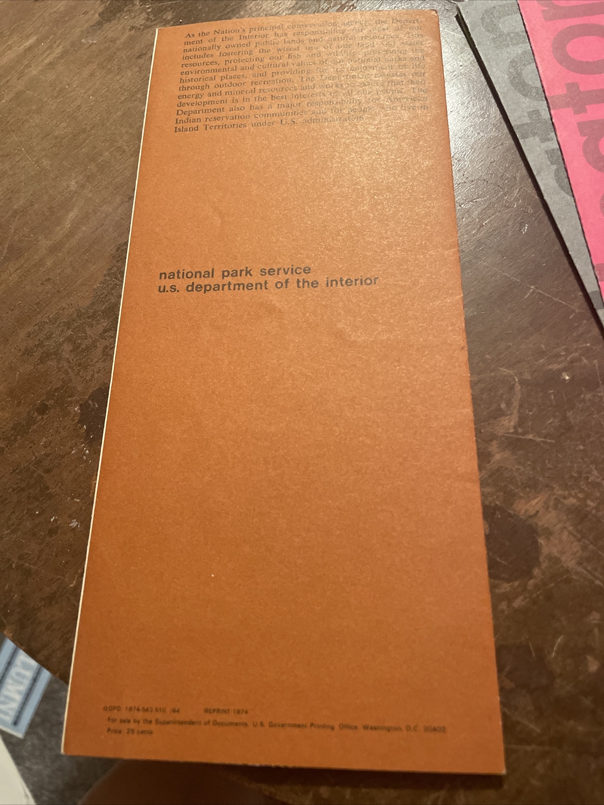 1974 National Park Service Lot of 5 Brochures Washington DC Tourist Spots