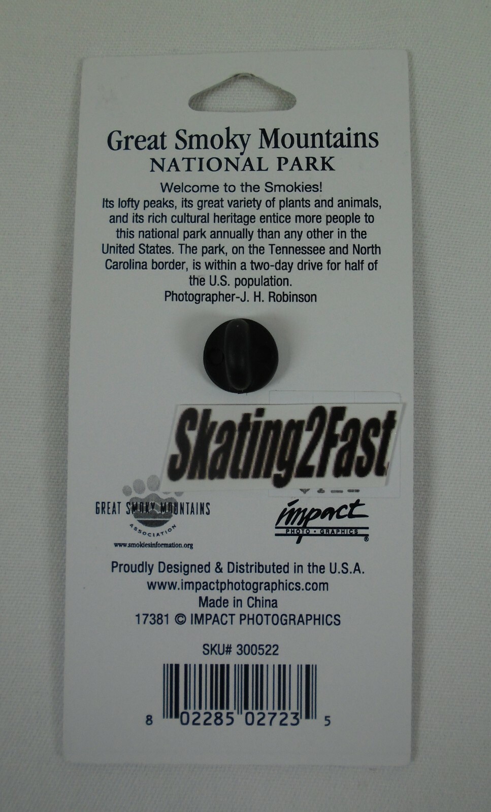 Great Smoky Mountains National Park Black Bear Postcard Patch Pin Sticker
