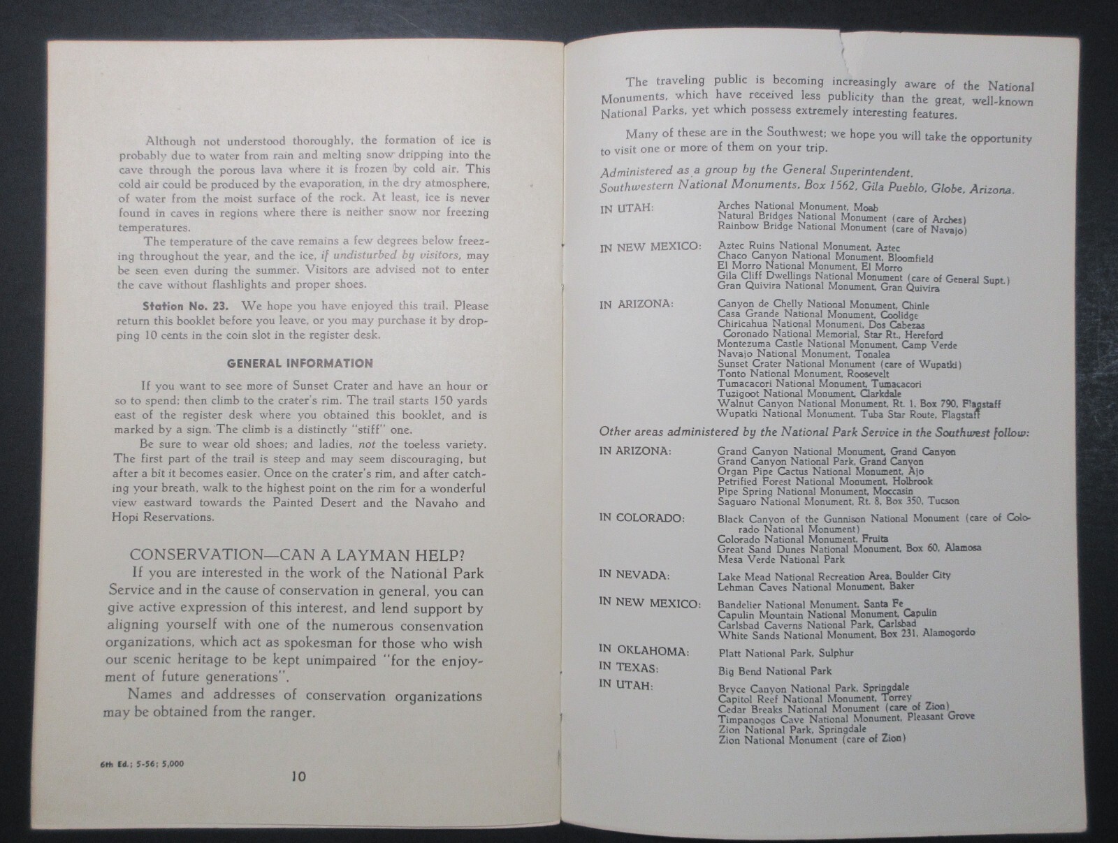 1956 Sunset Crater National Monument Guide to Lava Flow Nature Trail