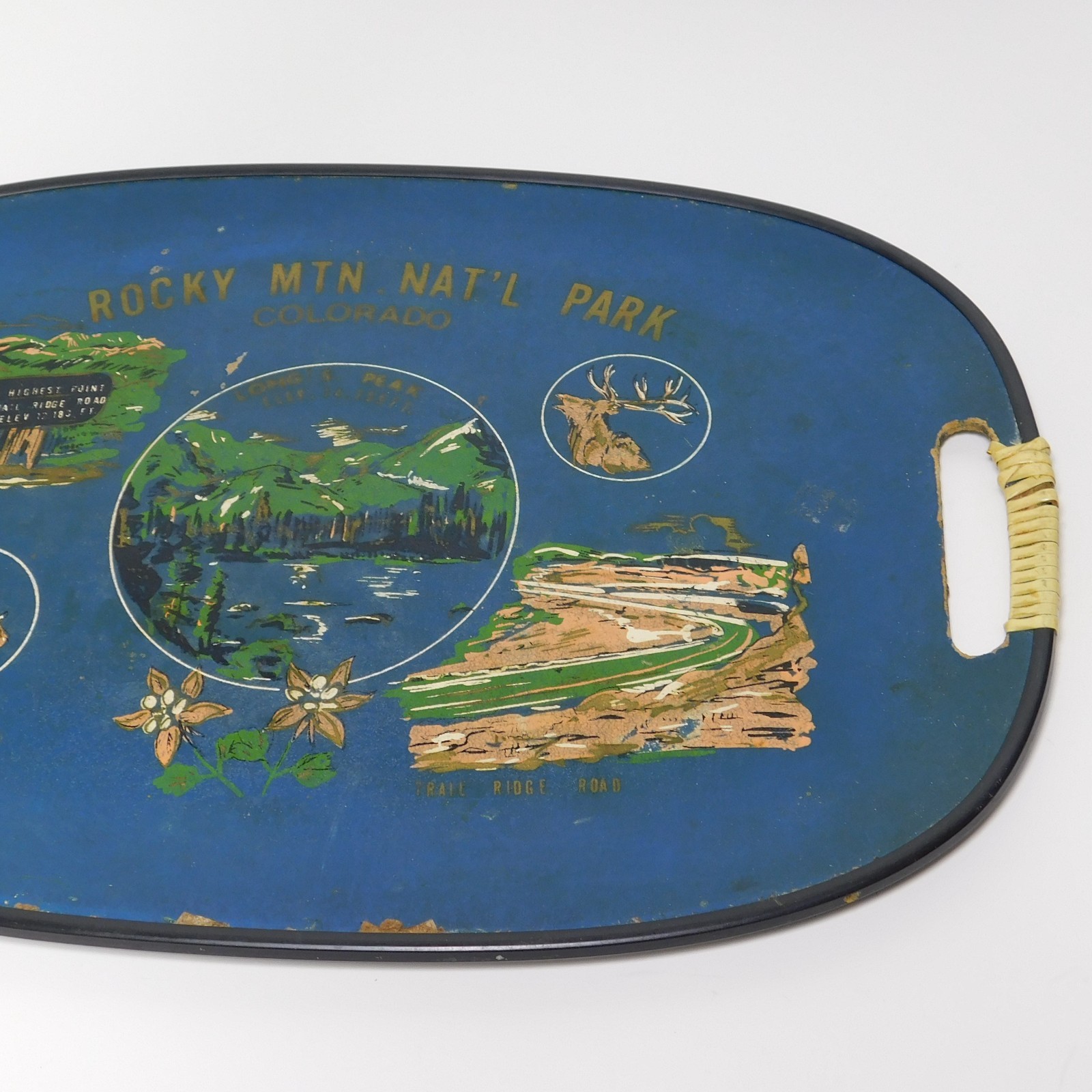 Vintage 1950s Rocky Mountains National Park Tourist Souvenir Serving Tray Japan