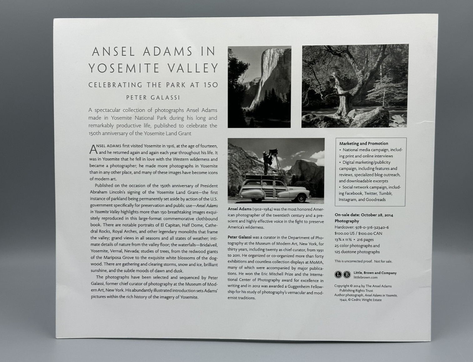 ANSEL ADAMS in YOSEMITE VALLEY Celebrating PARK at 150 Peter Galassi 2014 PROOF