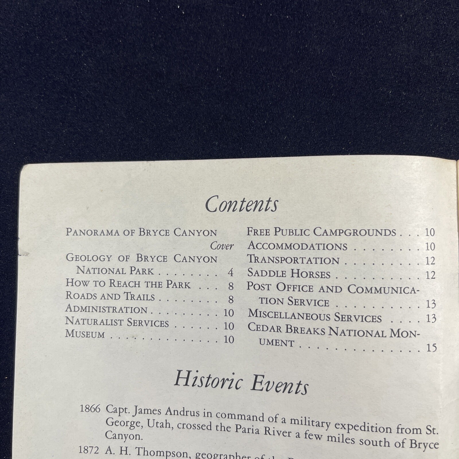 Vtg 1954 Bryce Canyon National Park Brochure Cedar Breaks Pamphlet Map Bookle