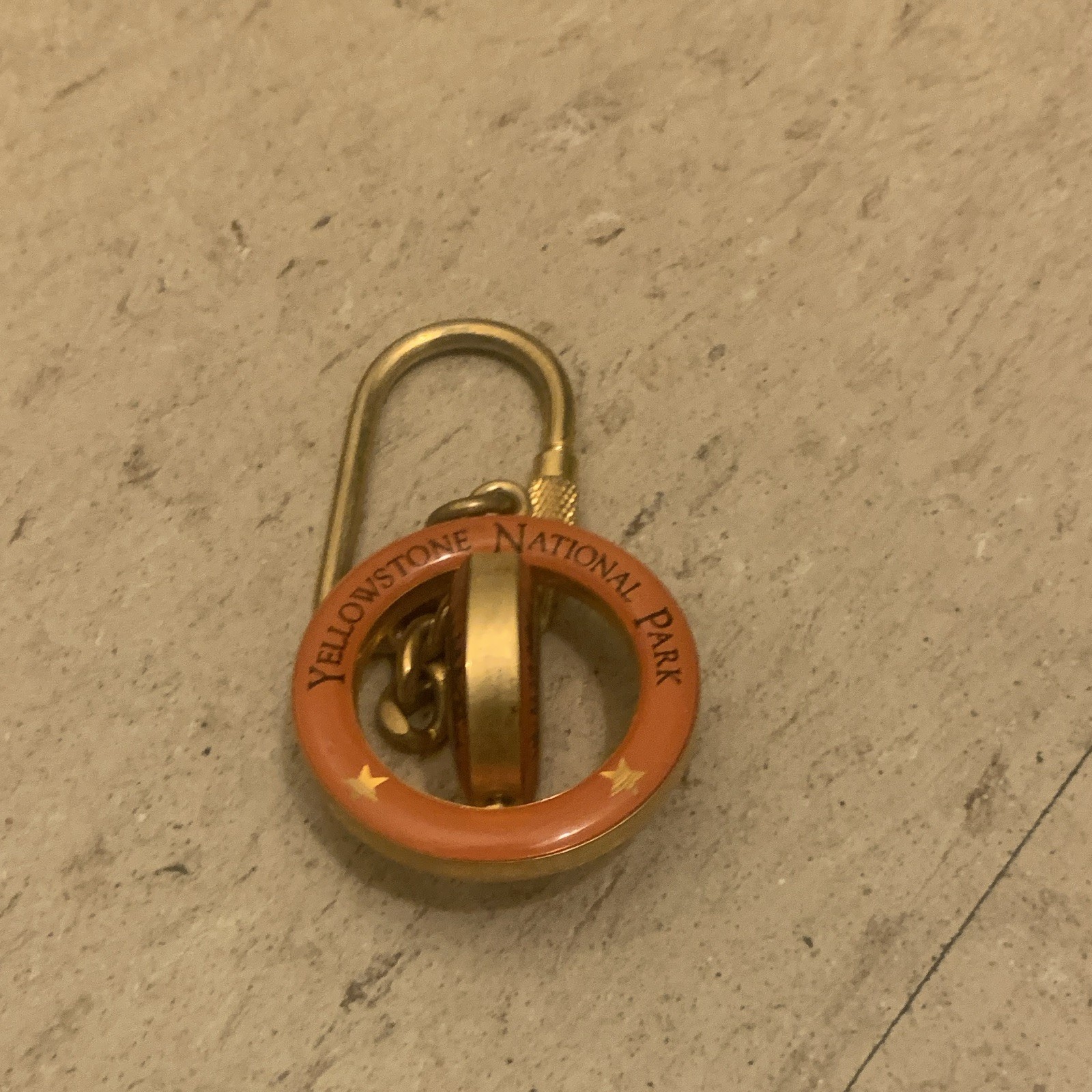 Yellowstone National Park Moose Keychain Orange Round Medallion Carabiner Clip
