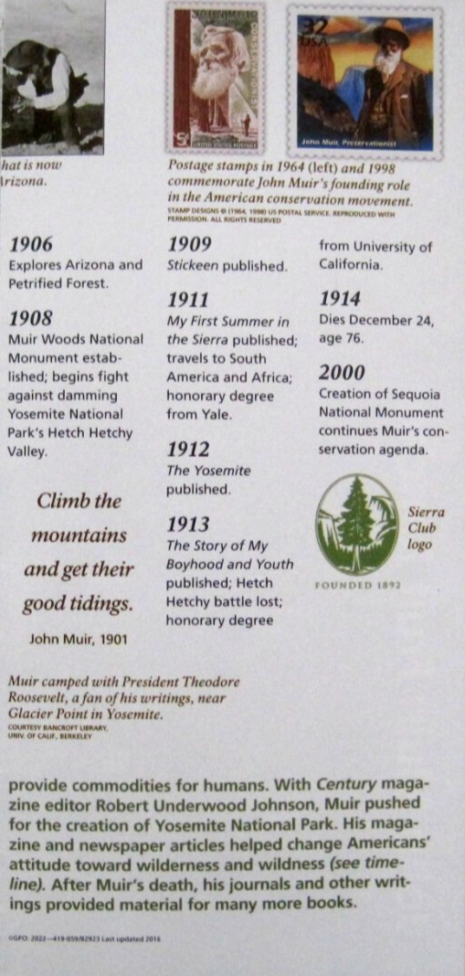 John Muir National Historic Site National Park Service Unigrid Brochure Map