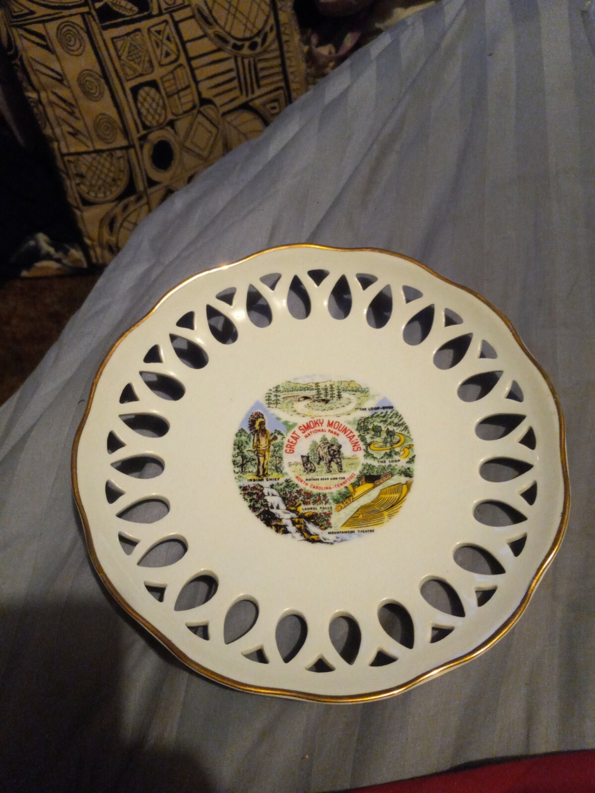 Vintage Souvenir Plate Great Smoky Mountains