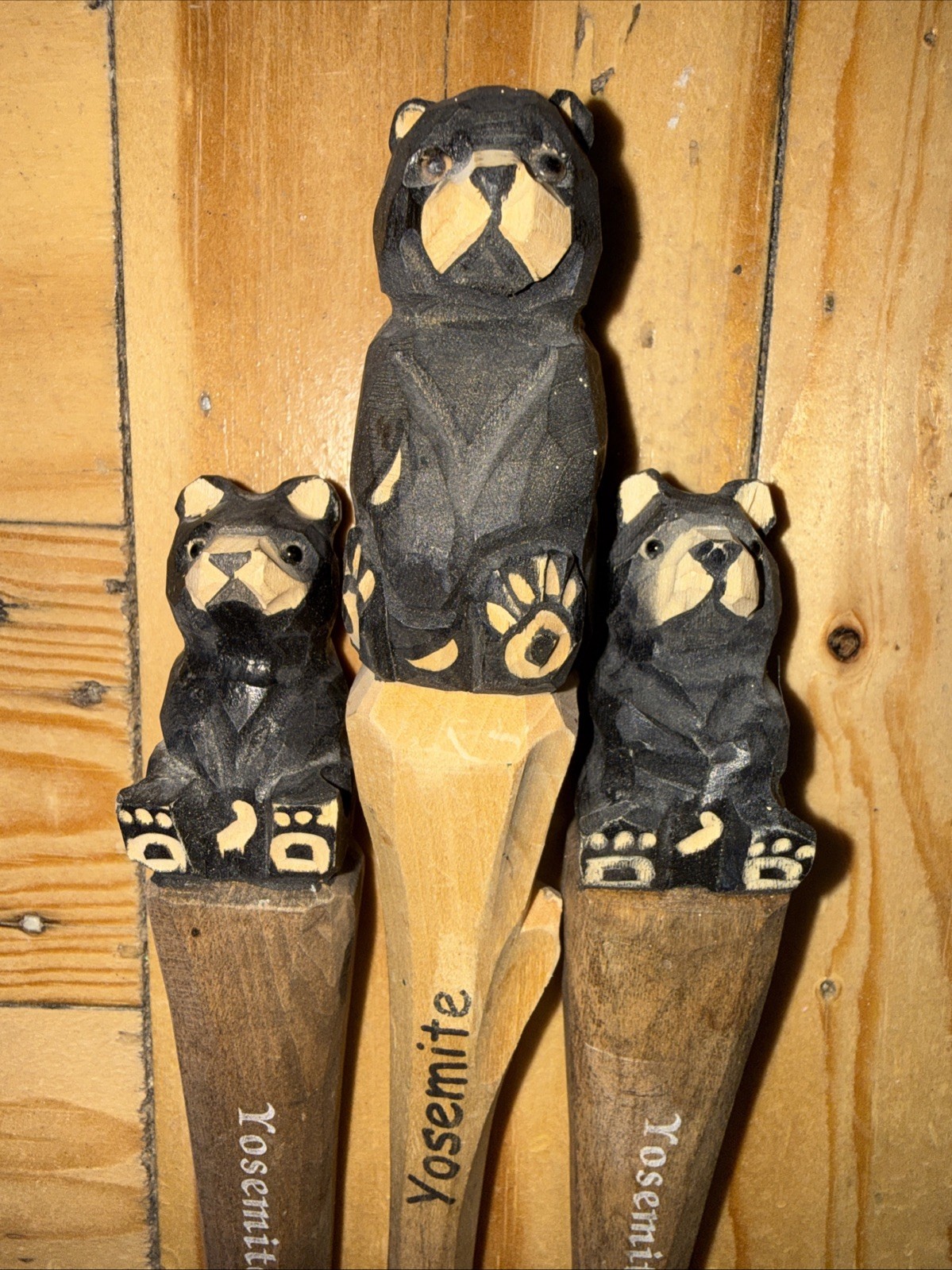 Yosemite Nat’l Pk BEARS Hand Carved Local Artist USA Made Were Pens Need Refill