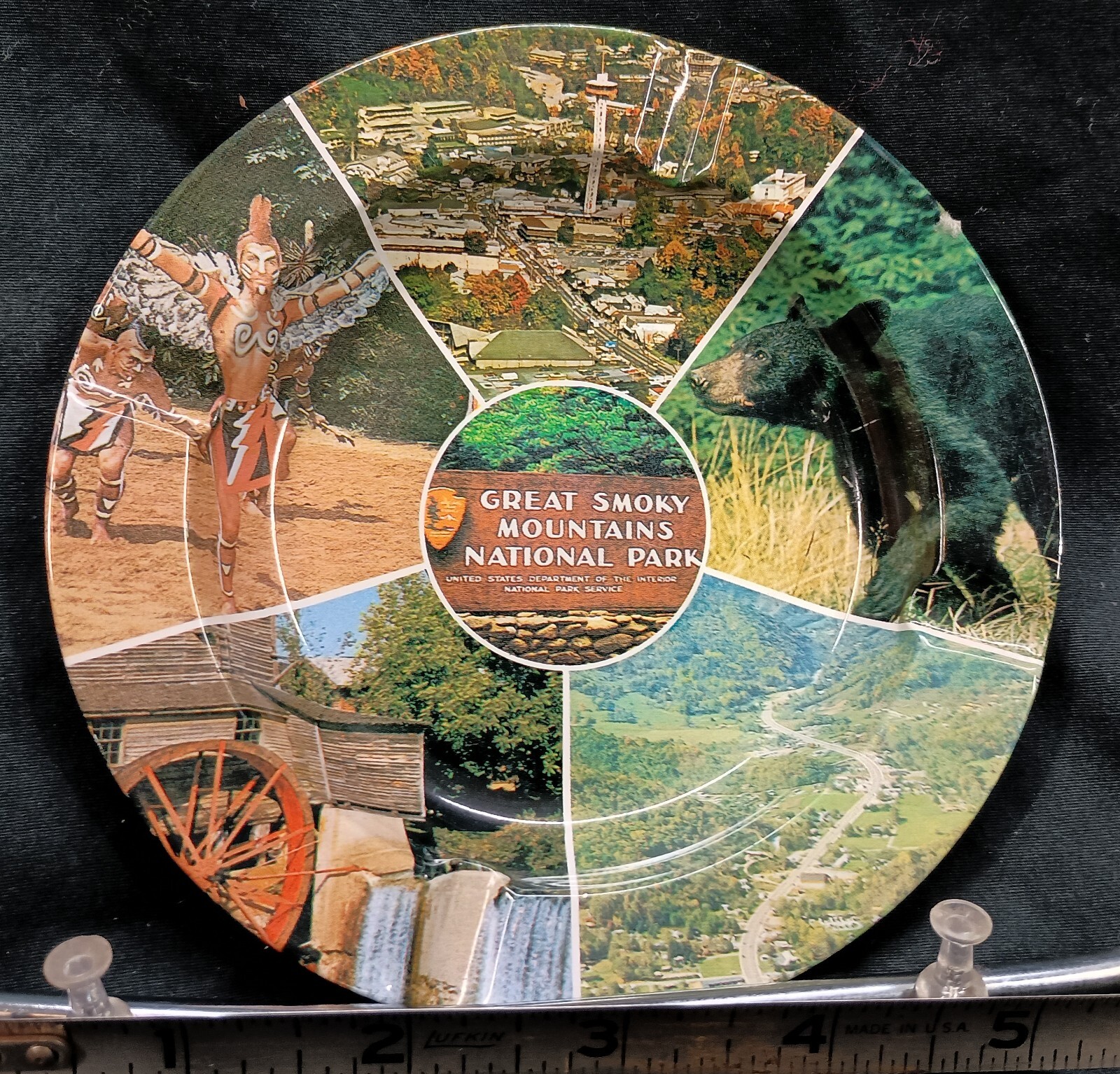 Vintage Great Smoky Mountains National Park Tin Metal Ashtray Souvenir