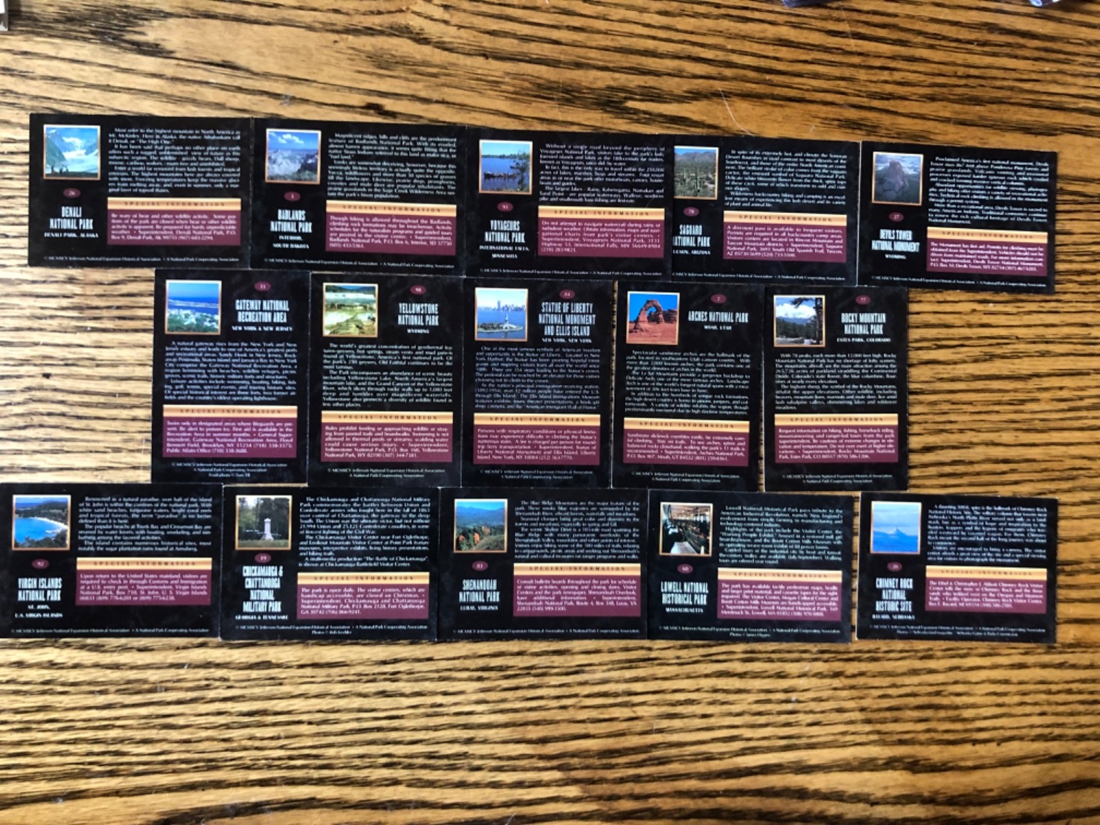 Seventy-five 1995 National Park Trading Cards; nine 1998 cards