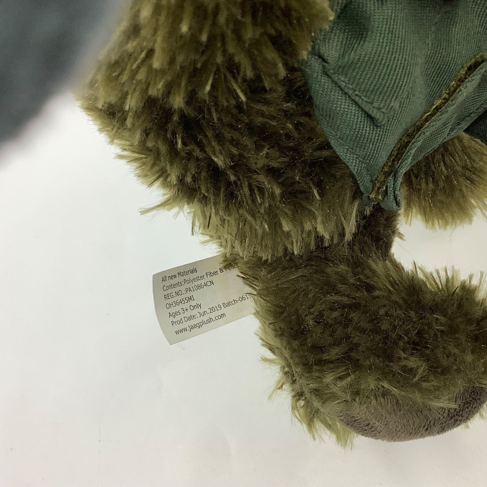 Jaag Junior Ranger Grand Canyon Plush Bear Olive Green Bucket Hat Pocket Vest 7”
