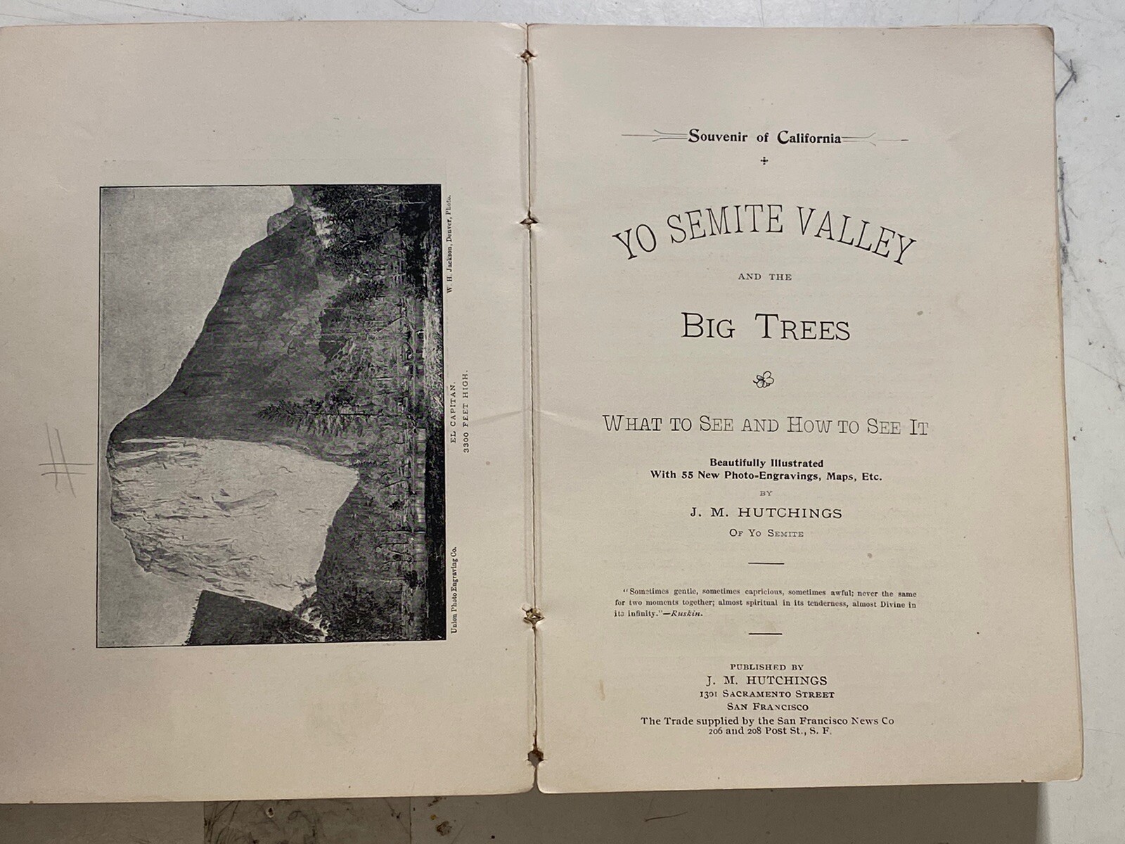 J.M. Hutchings Guide “YOSEMITE and BIG TREES of CA” 1894 W/ MAP National Park