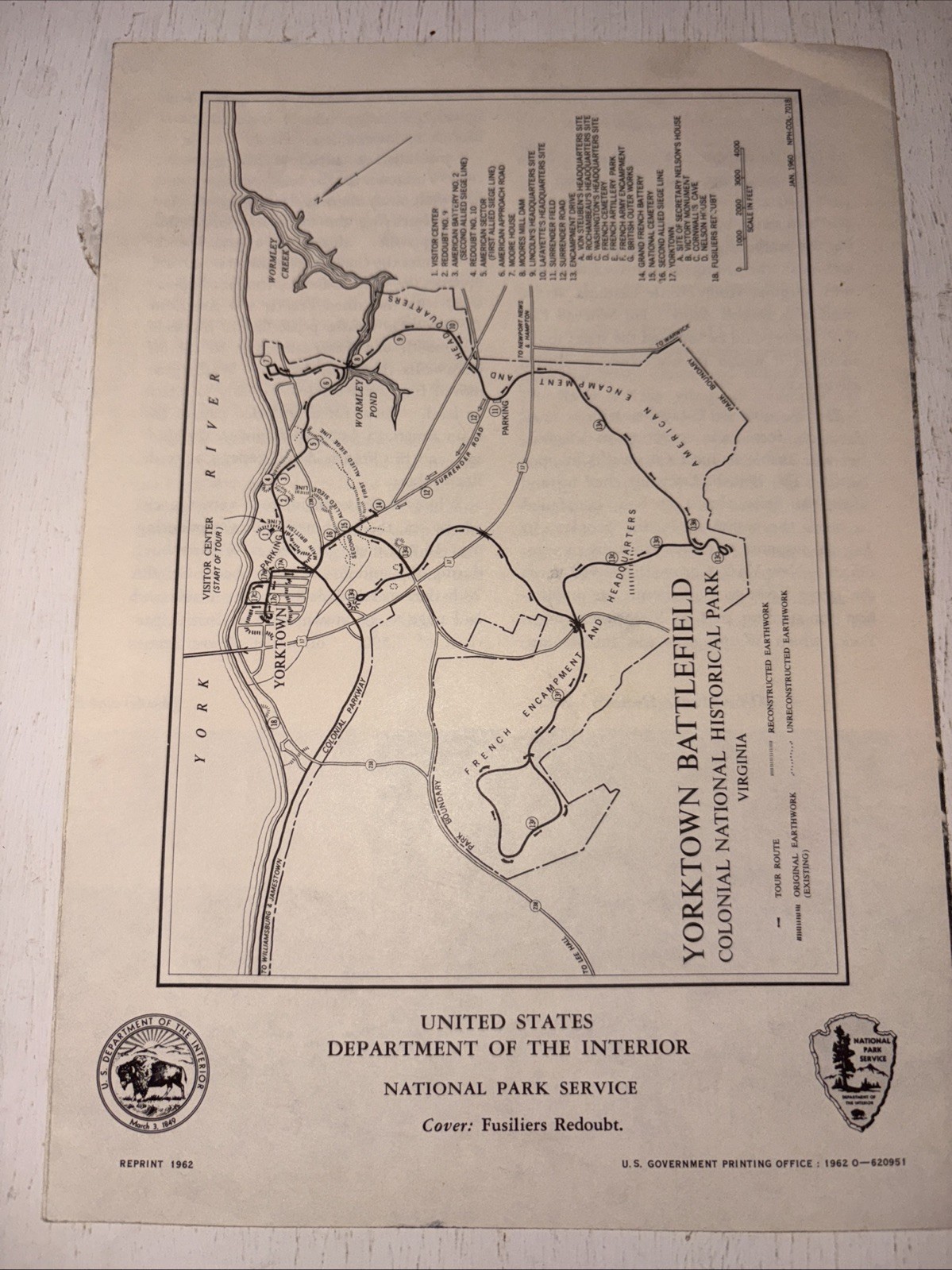 Yorktown Battlefield Colonel National Historic Park VA 1962 Booklet
