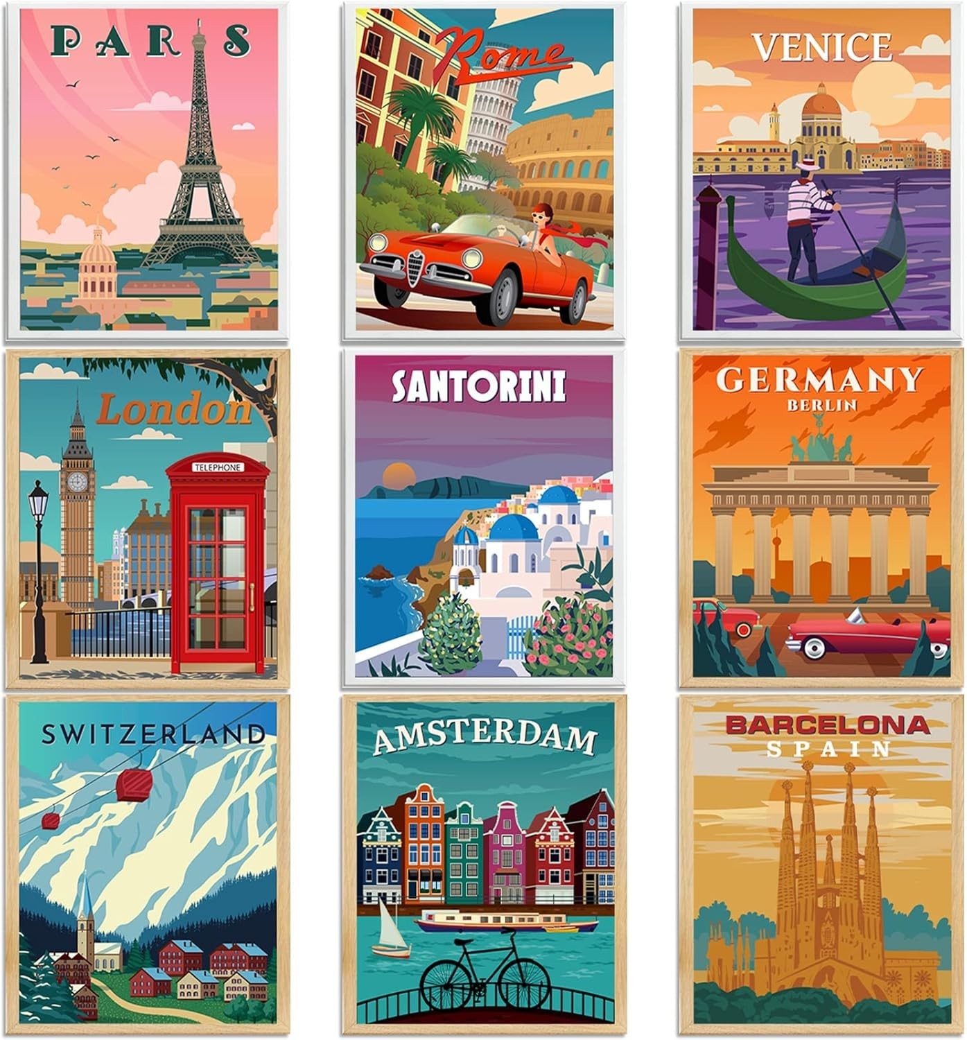 Unframed Vintage National Park Art Prints – 9 Scenic Nature Posters, 8×10