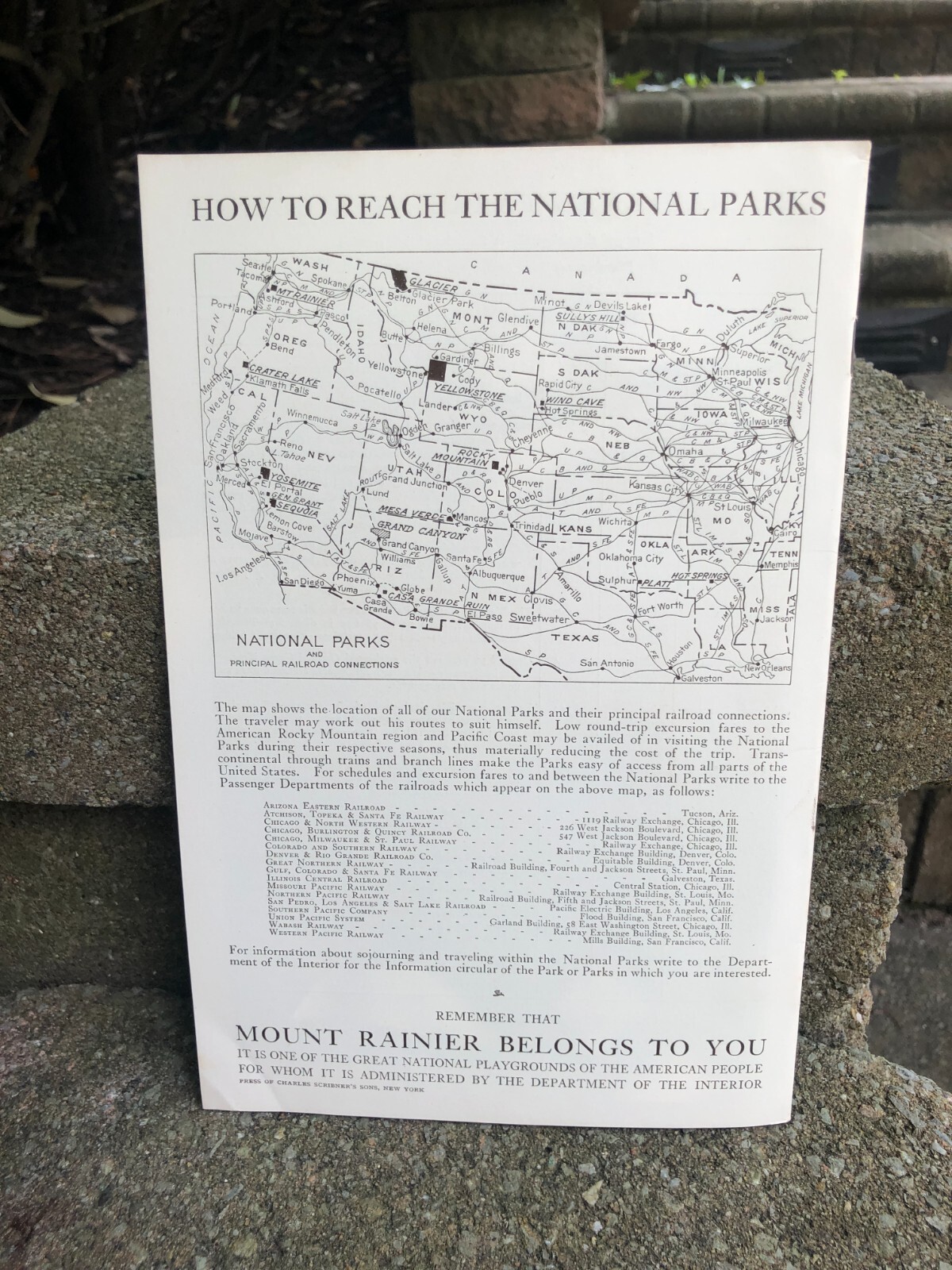 1930’s Mount Rainier National Park -US Dept. of Interior- Booklet