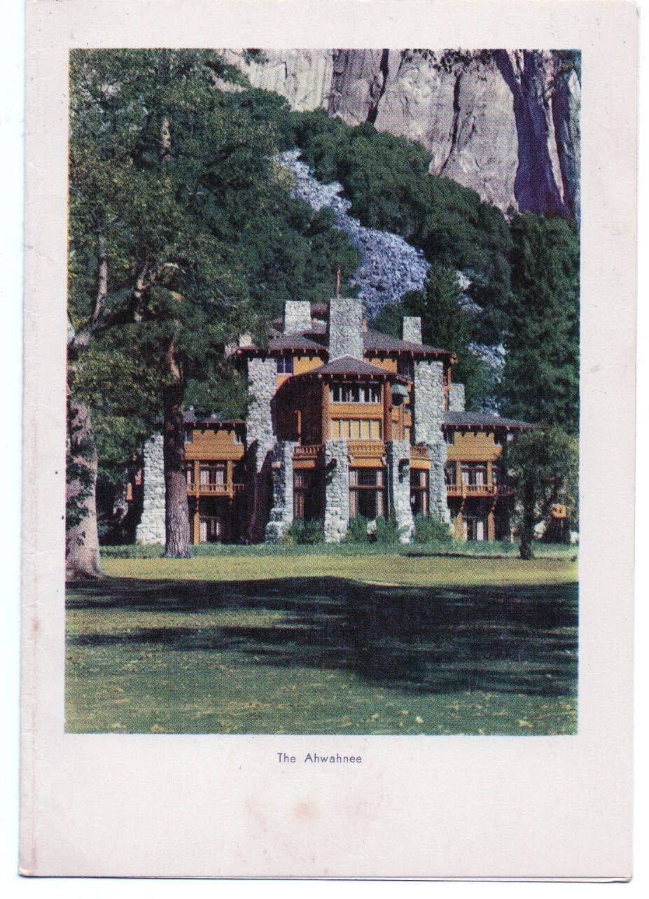 1948 Camp Curry Yosemite National Park Lunch Menu showing the Anwahnee Hotel