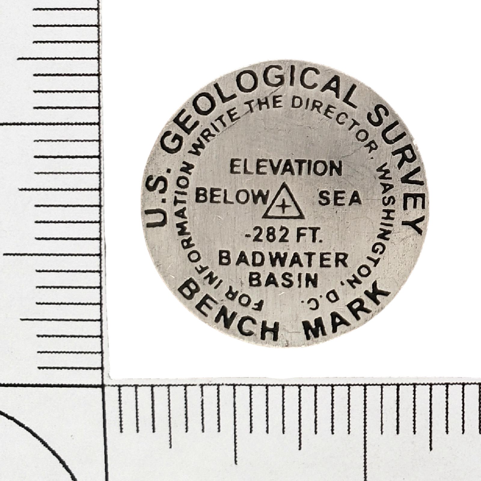 Vintage USGS Badwater Basin Benchmark Lapel Pin Death Valley Geology