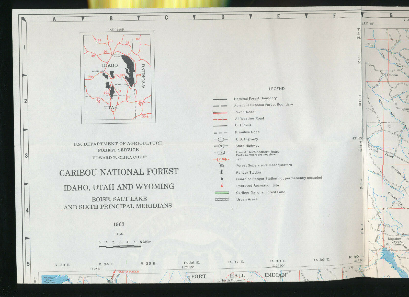 Vtg USDA US Forest Service Department Of Agriculture Caribou National Idaho Map