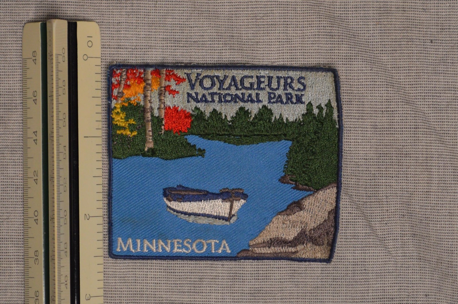 Voyageurs National Park Embroidered Rectangular Well Worn Canoe Water Trees