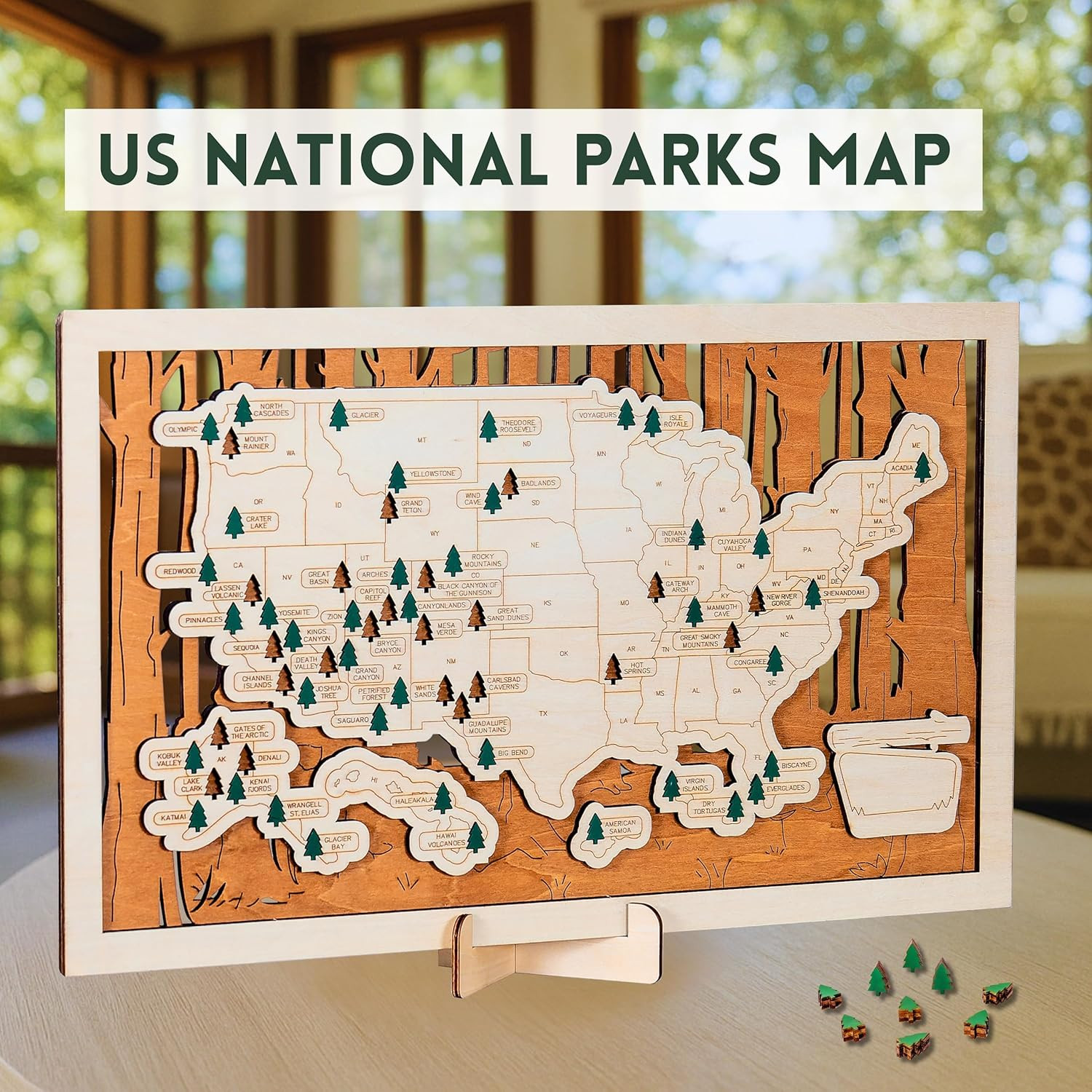 USA National Parks Map – Travel Tracker with Checklist, Pins & Stickers