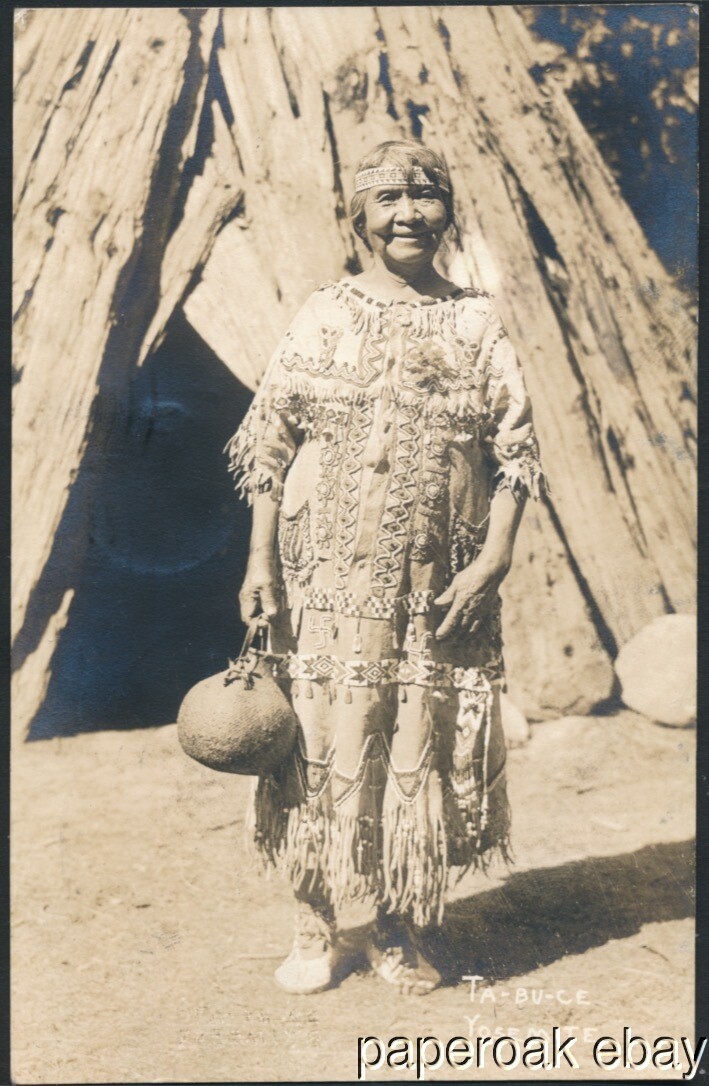 1934 Ta-Bu-Ce Yosemite Indian Real Photo Postcard By Boysen Studios