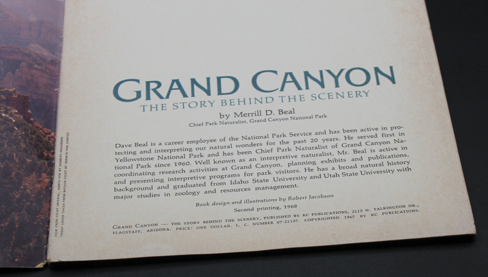 VINTAGE GRAND CANYON SOFTCOVER SCENERY BOOK WITH MAP 1968 2nd PRINTING