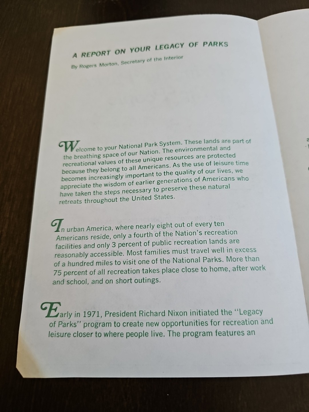 Vtg 1972 Legacy Of Parks “Bringing Parks To The People” Us Dept Of Interior