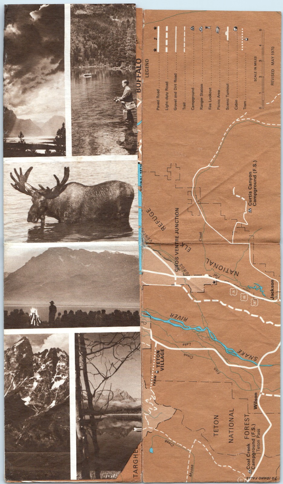 1970 Grand Teton National Park WY NPS Folding Map Brochure Travel Tourist Guide