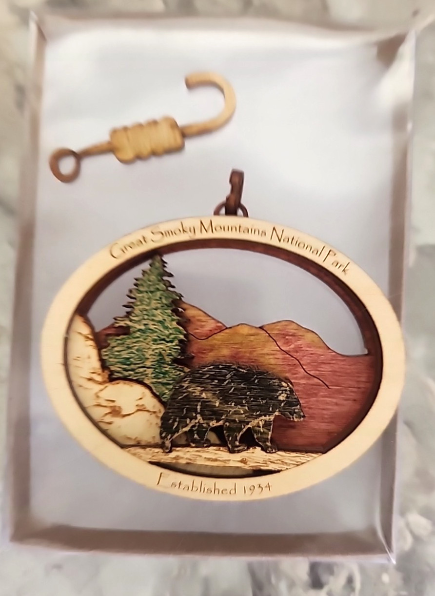 Great Smoky Mountains National Park Wood Christmas Ornament Tim Weberding Bear