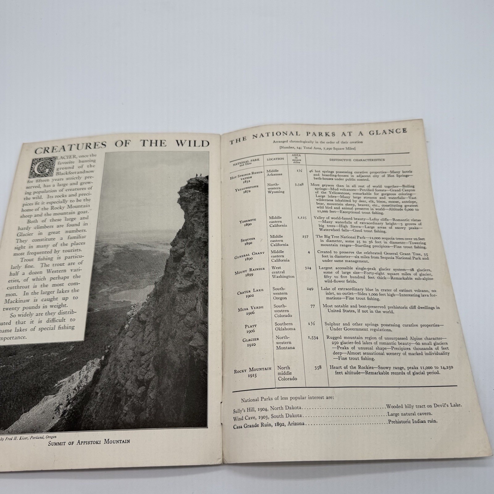 “Glacier” National Park Montana U.S Department of The Interior Booklet – 1930’s