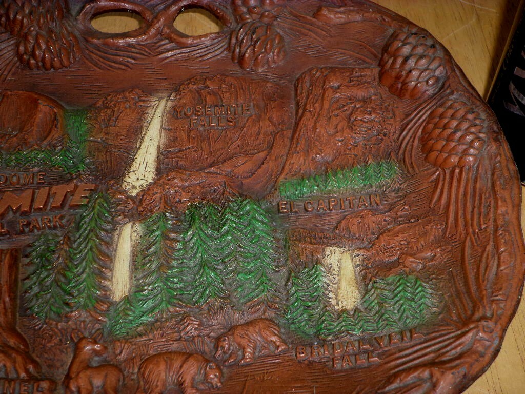 YOSEMITE NATIONAL PARK- CALIFORNIA, Ceramic Decorative WALL ART, USA #1960’s yrs