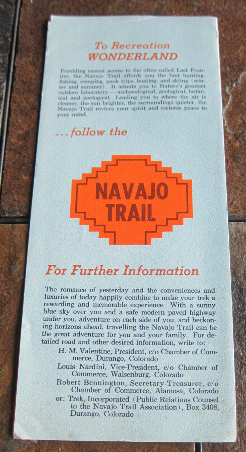 Vintage Brochure The Navajo Trail Scenic Vacationway Arizona New Mexico