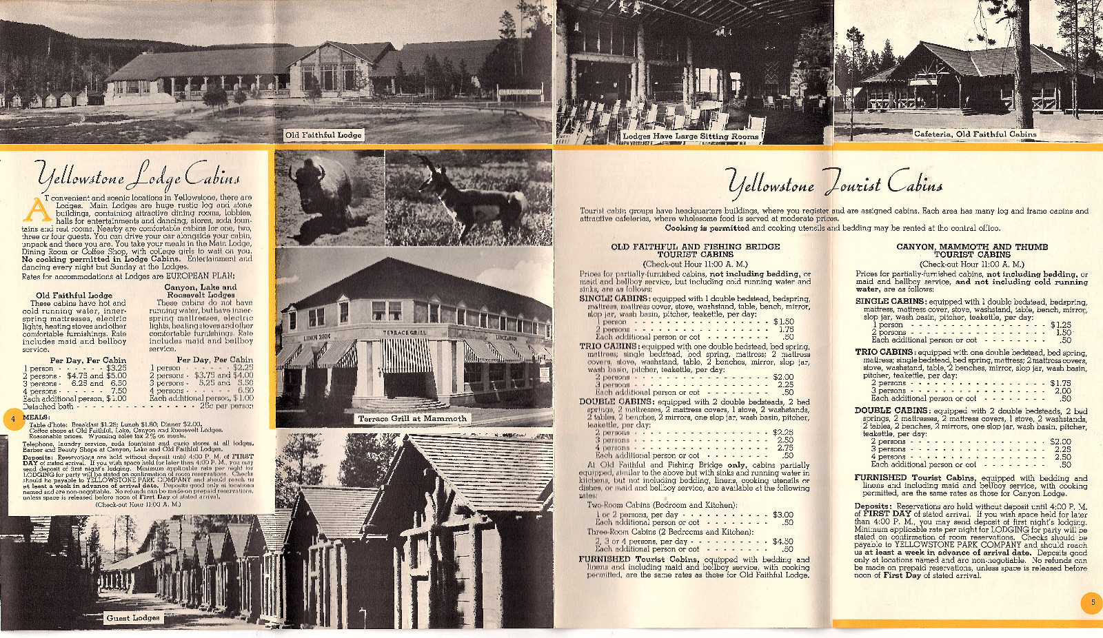 Yellowstone National Park 1955 Foldout Brochure Hotels Lodges Cabins Photos Map