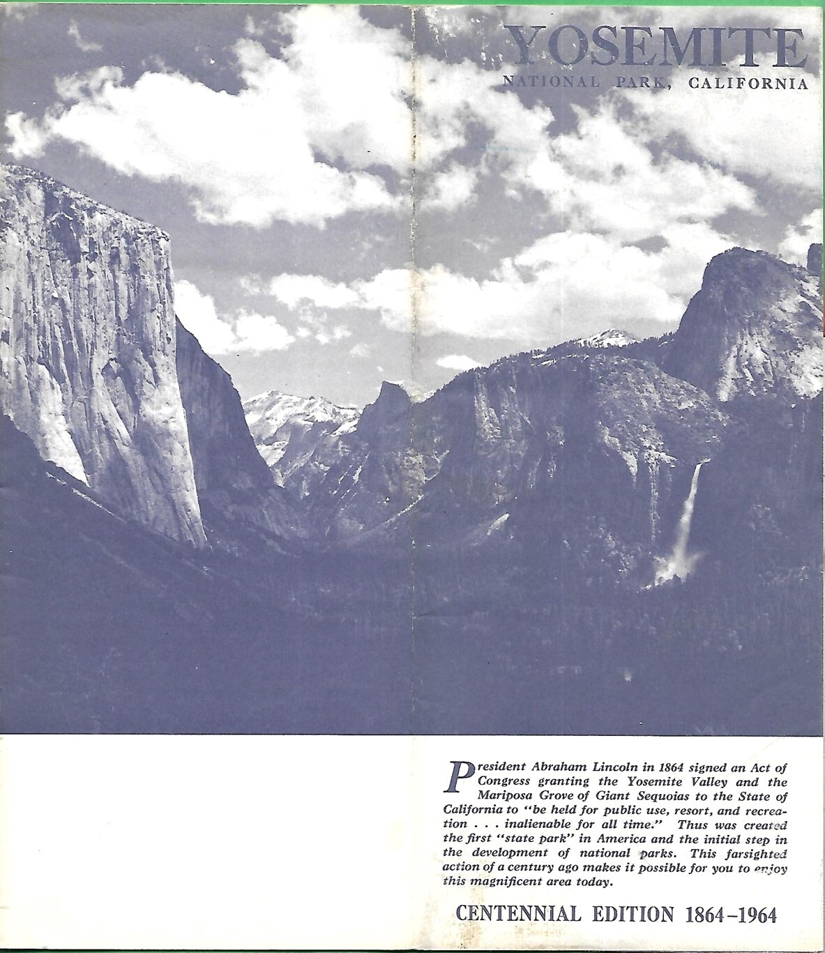 Official 1954 YOSEMITE NATIONAL PARK CENTENNIAL Road Map Booklet + Lodging Guide