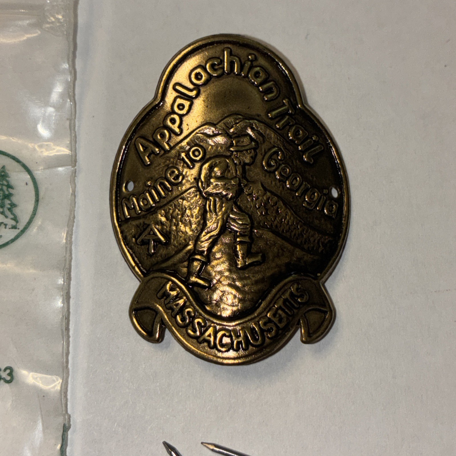 Appalachian Trail Massachusetts Walking Stick Emblem Badge Hike America