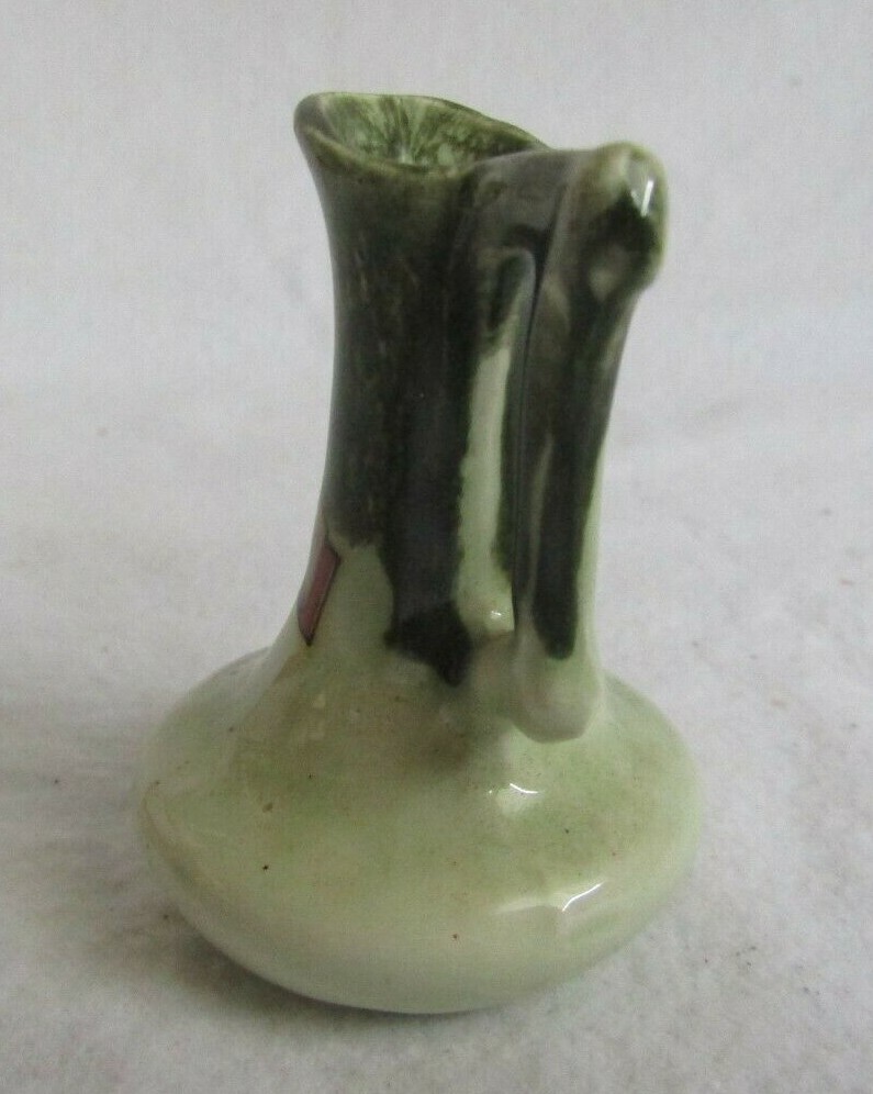 VINTAGE GREEN POTTERY SOUVENIR OF EAST HARBOR STATE PARK, OH PARK PITCHER URN