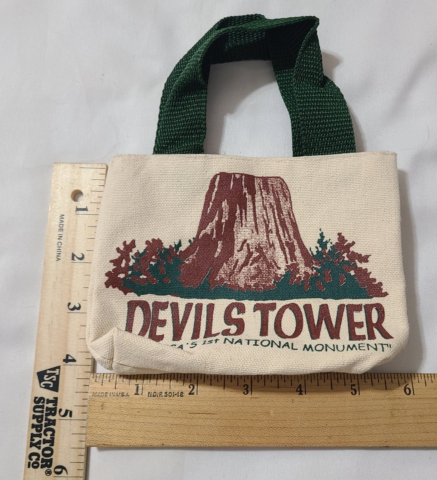 Devils Tower Canvas Mini Tote America’s 1st National Monument Reusable Bag 4″x6″