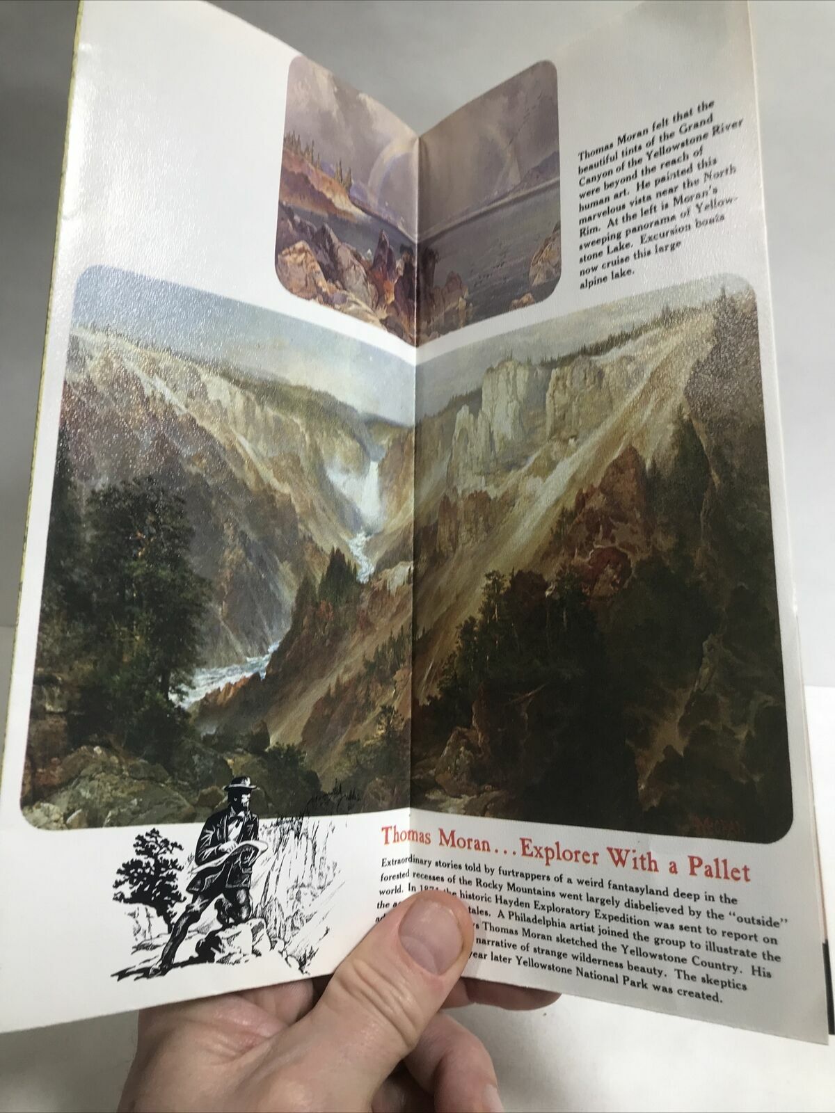 1967 YELLOWSTONE NATIONAL PARK Highway Road Map Guide THOMAS MORAN PAINTINGS