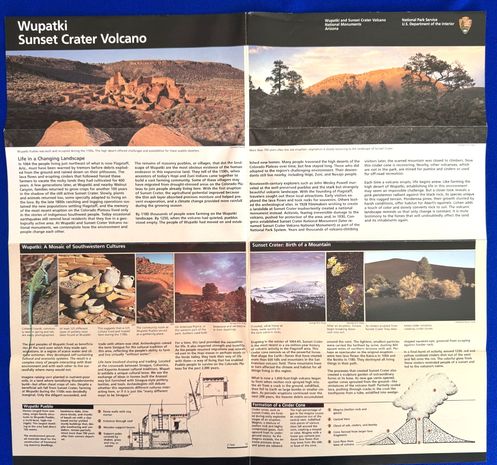 Vintage 2003 Wupatki Sunset Crate Volcano National Park Service Map and Guide