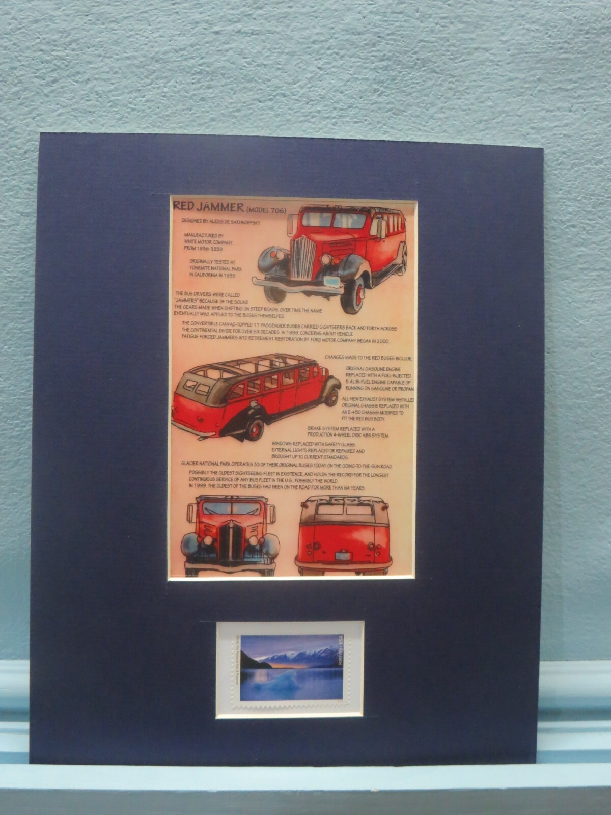 Touring Glacier National Park on the Red Bus honored by the Glacier Park stamp