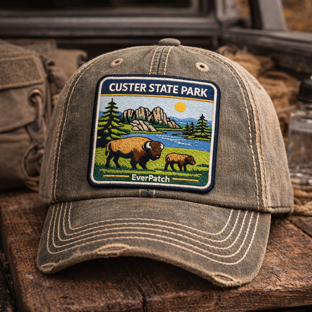 Custer State Park Patch 3” South Dakota Bison Iron On Embroidered Badge