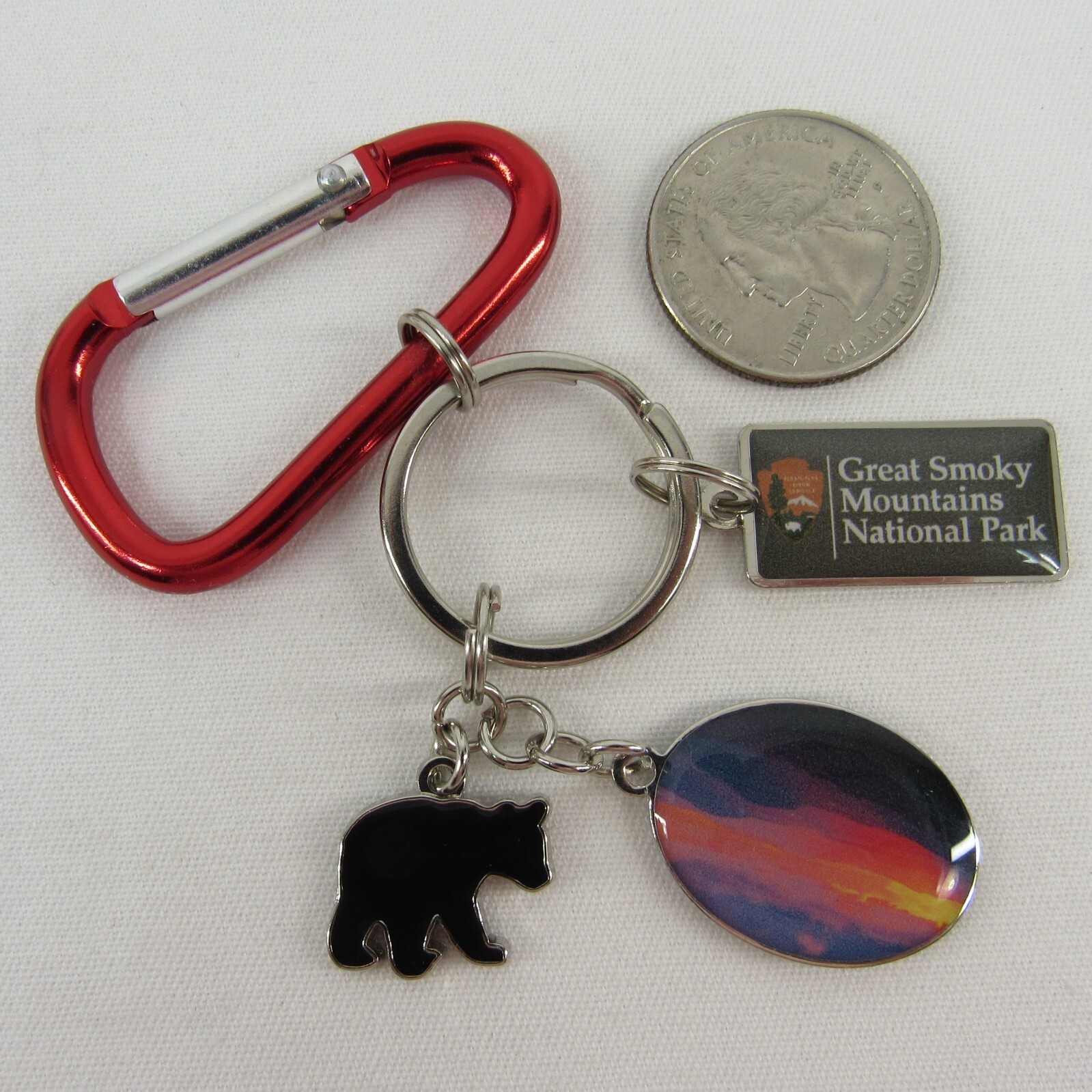 GSMP Souvenir Keychain Great Smoky Mountains National Park Black Bear Charms Red