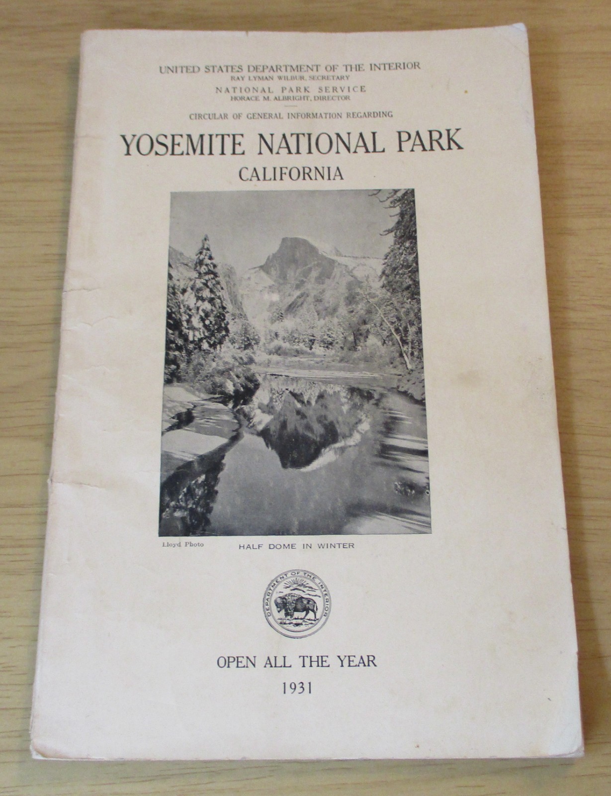 VTG 1931 USDI CIRCULAR/General Info/MAP~”YOSEMITE NATIONAL PARK”~Horace Albright