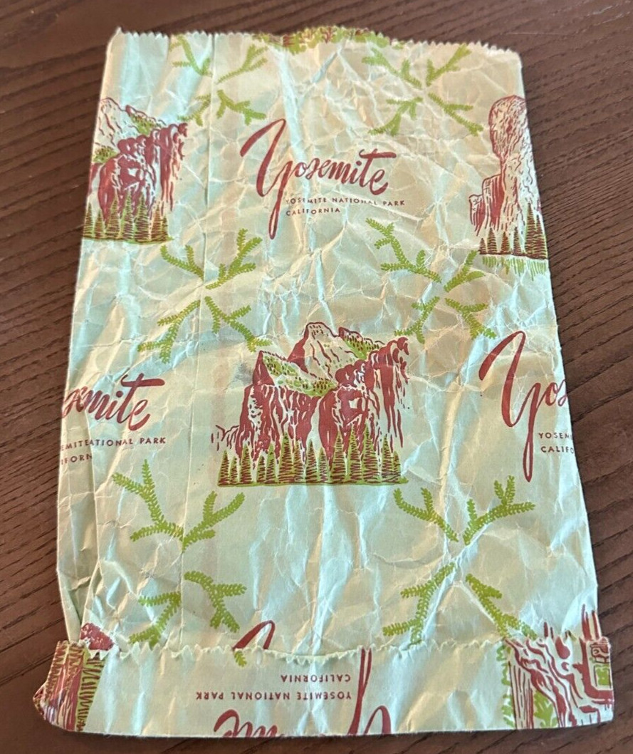 Vintage Yosemite Souvenir Shop Bag California National Park Redwood Forest 1950s