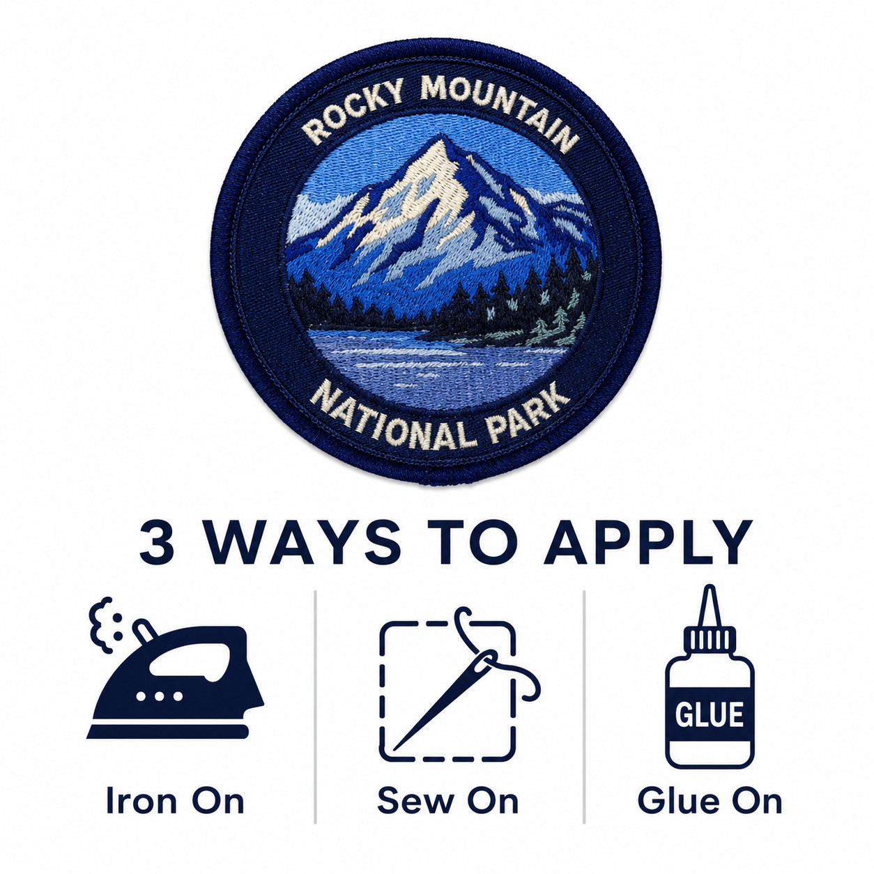 Rocky Mountain National Park Patch – Embroidered Alpine Mountain Travel Badge