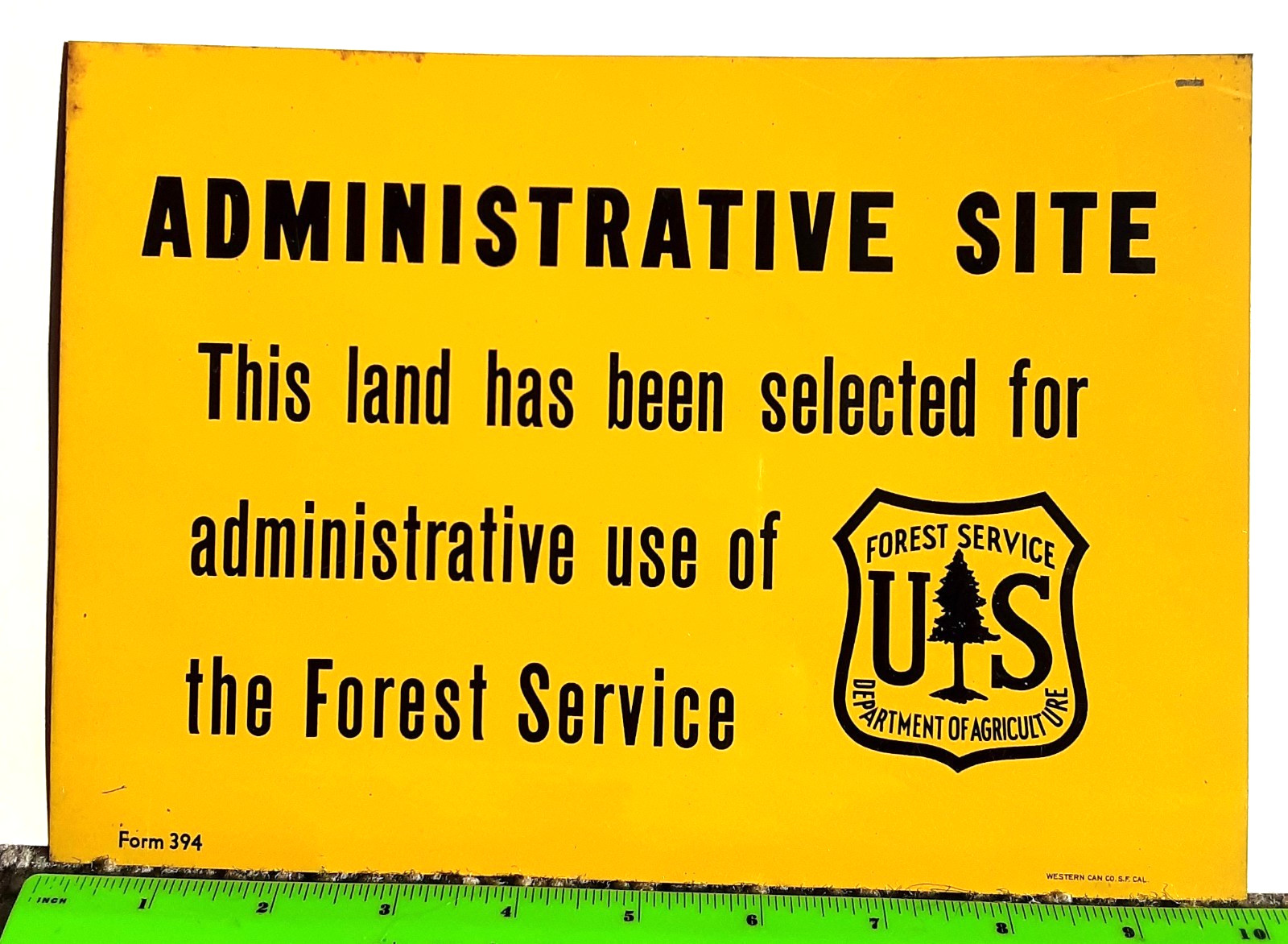 Original Old Forest Service ADMINISTRATIVE SITE metal/Tin sign Form 394